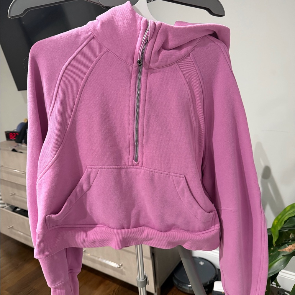 lululemon athletica Pink Cropped Half-Zip Hoodie